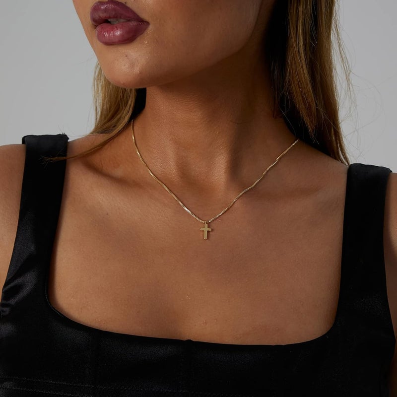 VIROMY Gold Cross Necklace for Women 14K Gold Plated Cute Sidways Cross Pendant Choker Necklaces Simple Trendy Everyday Jewelry for Women - Image 3